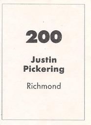 1990 Select AFL Stickers #200 Justin Pickering Back
